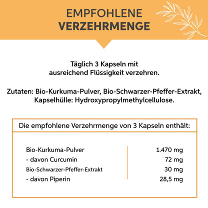 Bio Kurkuma Piperin Kapseln